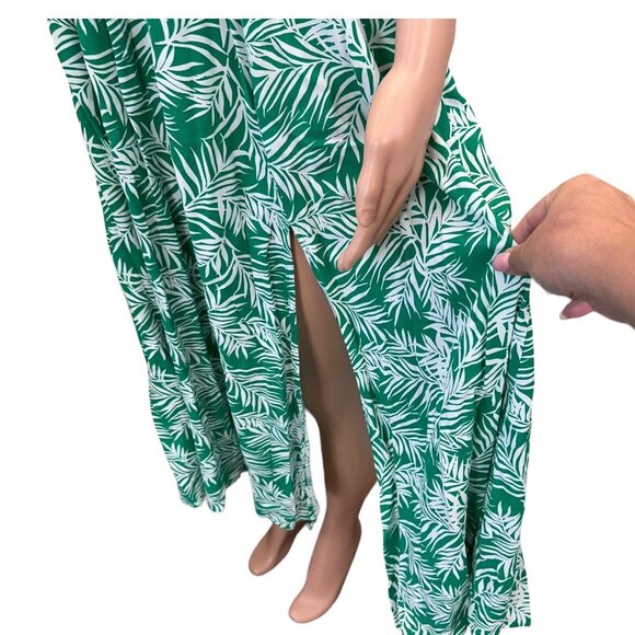 Japna Boho Tropical Strapless Maxi Sundress -Women SZ M -Tazzel Tie -Front Slits - Picture 11 of 14